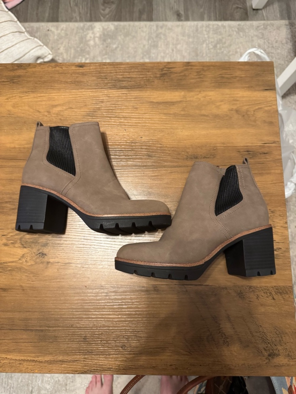 Madalynn Gore Waterproof Women's Taupe Chunky Heel Chelsea Boot